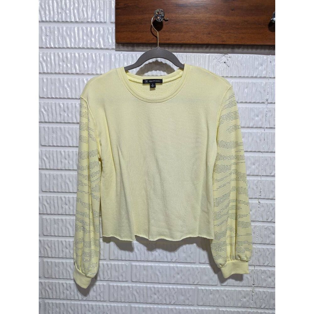 I.N.C. International Concepts Women's Yellow Rhinestone Embellished Sweater Size